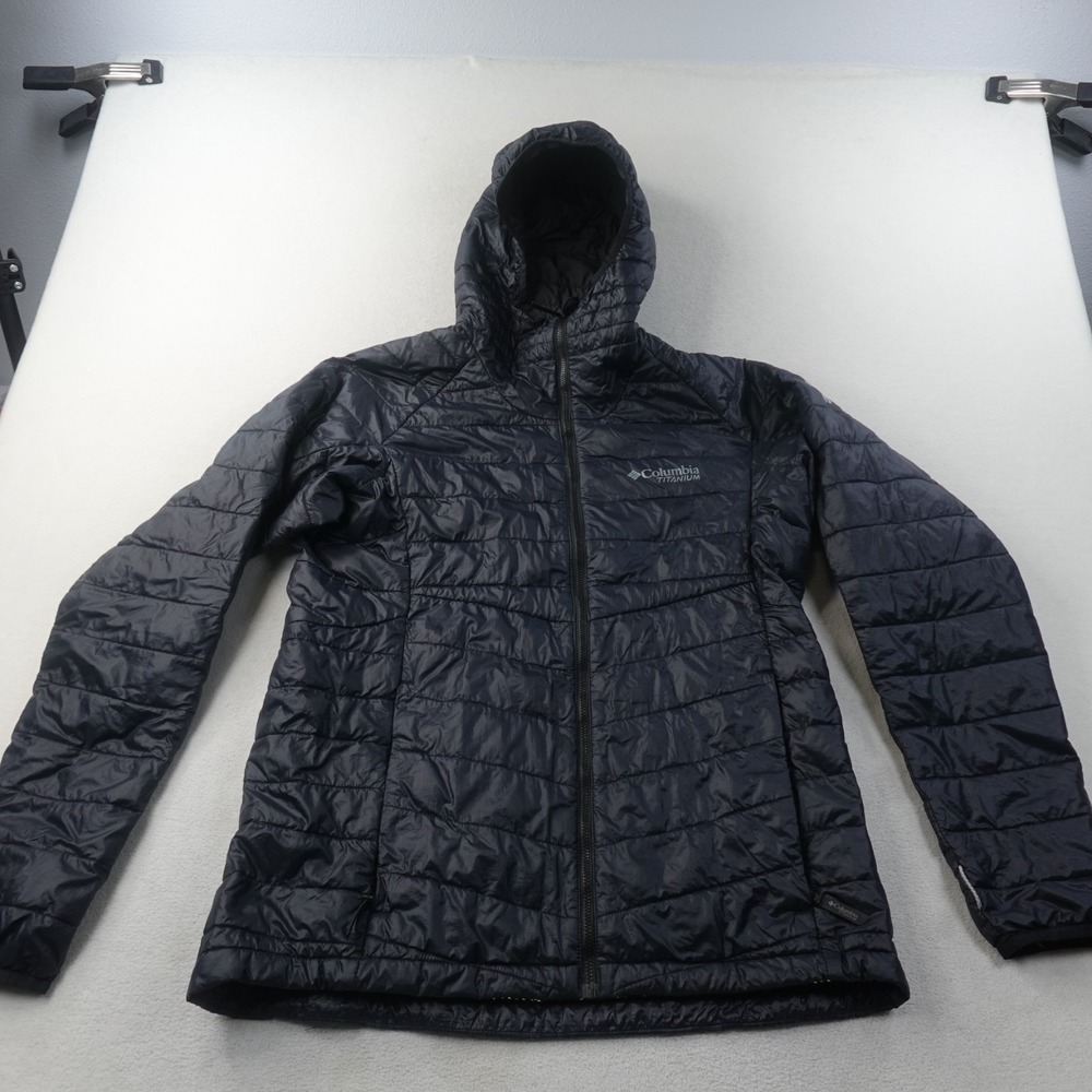 Columbia Platinum Peak Hooded Jacket Mens M Black Omni Heat Infinity Puffer